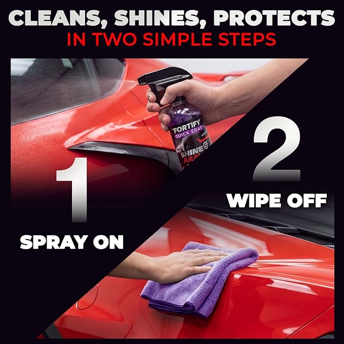 SHINE ARMOR Fortify Quick Coat: 3-in-1 Complete Detailing Spray - Car Wax, Waterless Wash and Ceramic Coating - Paint Protection for Cars, Trucks, Bikes and SUVs, Made in USA, 16floz