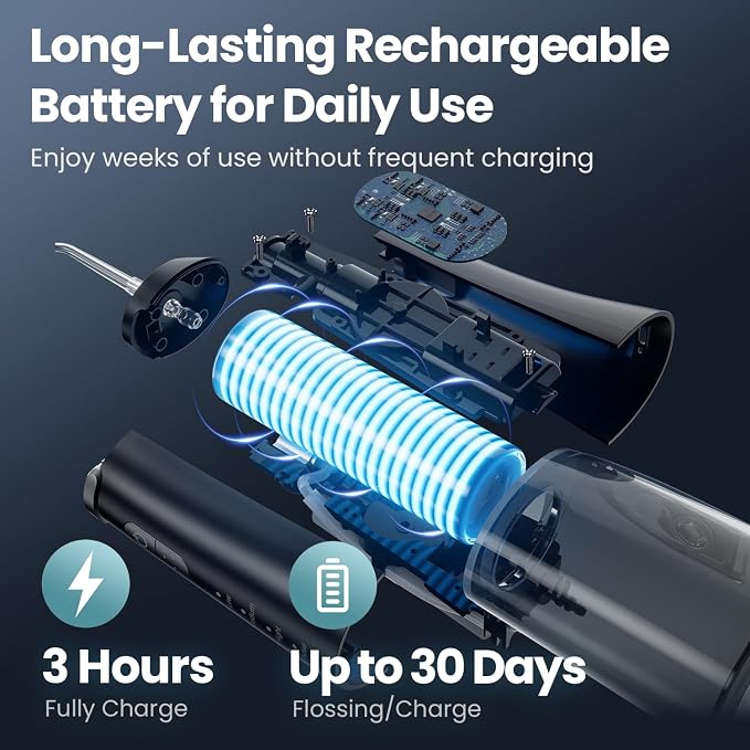 Onlyone Water Flosser — Cordless Dental Water Jet with 4 Pressure Modes, 1500-2000 Pulses/Min, 300ML Tank, IPX7 Waterproof, Rechargeable Portable Oral Irrigator for Braces, Sensitive Gums & Travel