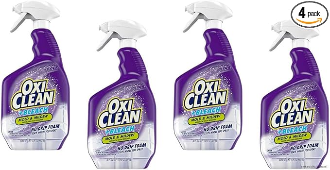 OxiClean plus Bleach, No Drip Foam, Mold & Mildew Bathroom Stain Remover 30 oz. (Pack of 4)