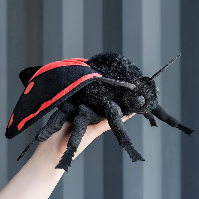 Large Cinnabar Moth Plush Toy - Lifelike Cinnabar Moth Stuffed Animals 16in, Realistic Soft Big Wings Moth Toys, Unique Plush Collection for Kids