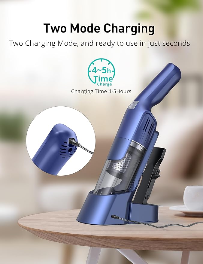 Handheld Vacuum Cordless, 24KPA Powerful, Rechargeable, Charging Dock, Ergonomic Handle, 2-in-1 Crevice Tool, 1.8lb Portable Vacuum Cleaner with 2-Speed for Car, Portable Car & Pet Hair Vacuum