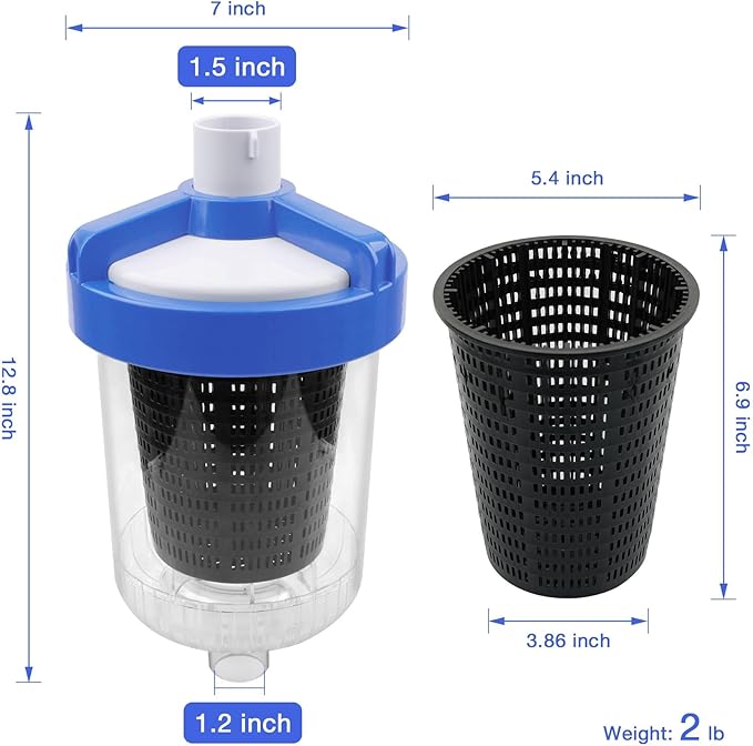 ATRACYPART Inline Pool Leaf Canister Compatible with Hayward W560 PoolVac Navigator Standard, Leaf Catcher Filter with Strainer Basket and Skimmer Socks （2 Pack）