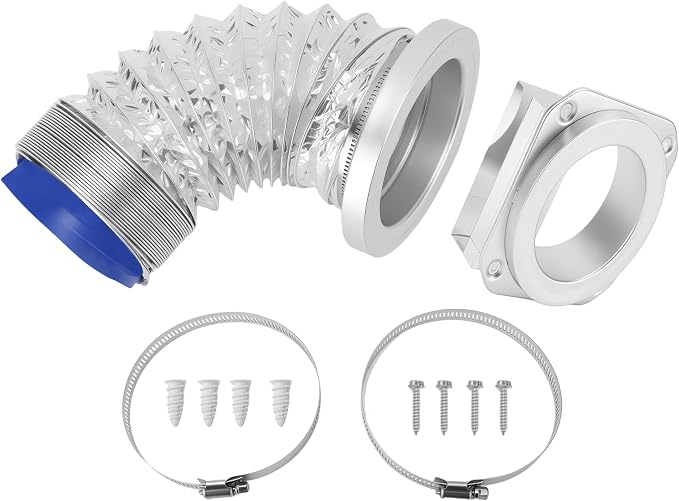 Magnetic Dryer Vent Connector Kit, Magnetic Dryer Vent Coupling Kit with 3.1ft 4" Duct and 2 Clamps, Quick Seal Dryer Vent Connector for Easy Cleaning & 180° Rotation