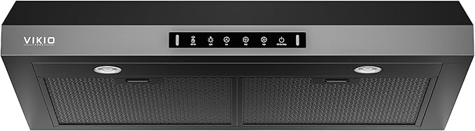 VIKIO HOME 30 Inch Under Cabinet Range Hood 900 CFM, Dual Motor Powerful Kitchen Vent Hood, Gesture & Touch Control, Ultra Quiet DC Motor, Dishwasher-Safe Filters, LED Lights, Black