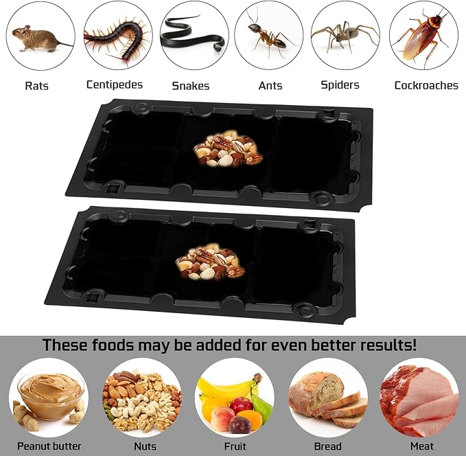 4 Pcs Humane Mouse Traps No Kill, Live Mouse Trap and 10 Pack Sticky Mouse Trap Rat Traps Indoor, Peanut Taste Pheromone Mouse Traps Indoor for Home Bundle