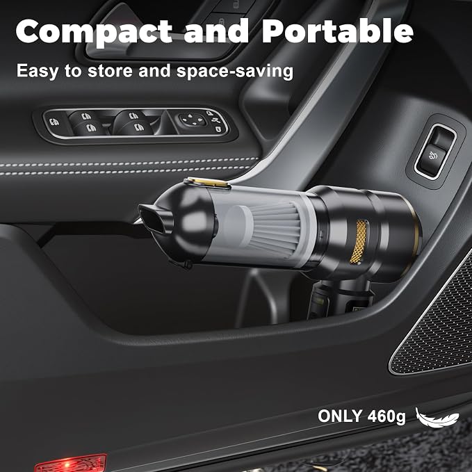 23000PA Portable Cordless Car Vacuum Cleaner,with Digital Display and 3-Speed Suction,Mini Handheld Vacuum for Car,LED Light,One-Touch Dust Emptying,Multiple Functions and Fast Charging