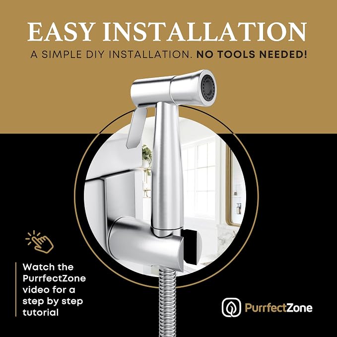 Purrfectzone 3 Pack Bidet Sprayer for Toilet, Handheld Kit, Easy-to-Install Toilet Shattaf Set, Hand Held Stainless Steel shower with Adjustable Flow, Cloth Diaper wash