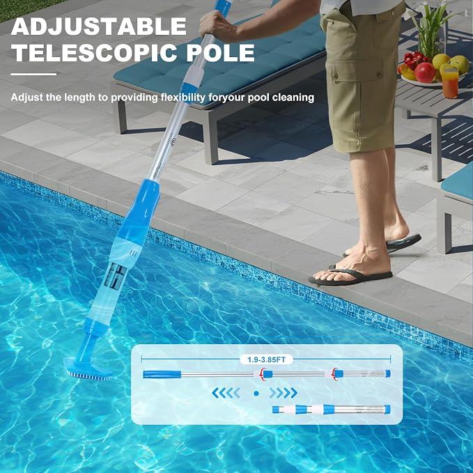 4 in 1 Cordless Rechargeable Small Pool Vacuum spa hot tub 90 Mins Running Time, 12 Gallons/Min Powerful Suction 2026 new