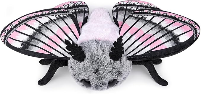 Cute Moth Plush Toy, Grey Moth Stuffed Animals 11in, Handmade Big Mothman Insect Plushie Model Toy, Unique Plush Gift Collection for Kids
