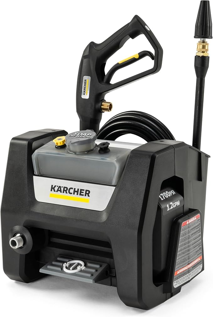Kärcher Pressure Washer K1700PSB Cube, 3 Spray Nozzles, Detergent Tank, for Cars, Driveways, Siding, Patios, 1700 PSI 1.46 max. GPM, Black and eco!Booster Pressure Washer Nozzle