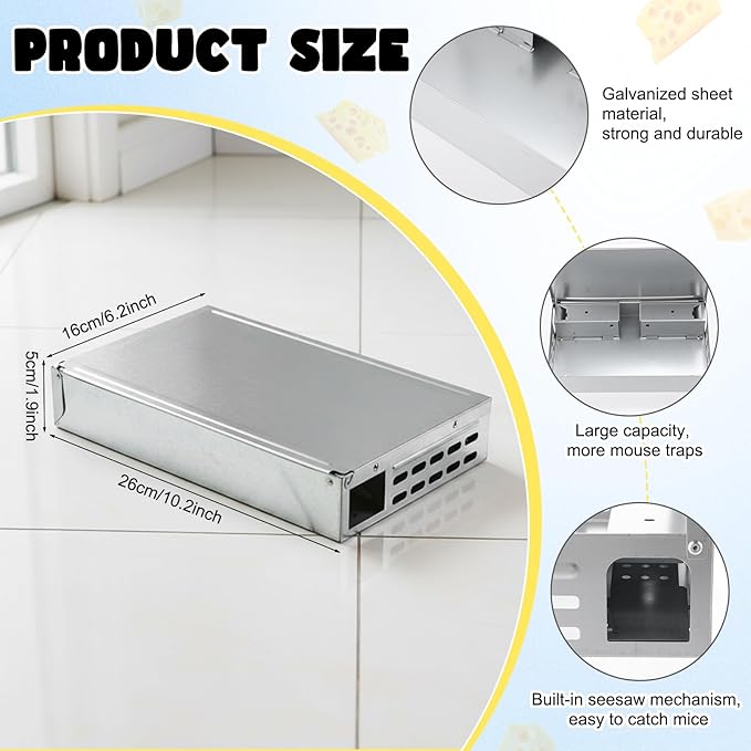 4 Packs Multi Catch Mouse Trap Invisible Mice Trap Rodent Humanized Silver Rat Traps for Indoor Outdoor Rat Control Pet and Security
