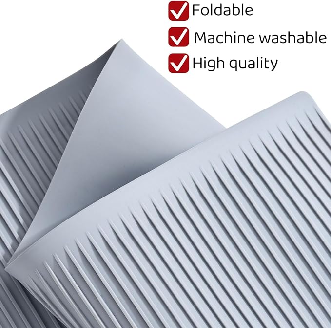 Refrigerator Mats 3PCS Silicone Shelf Liners Refrigerator Mats Heat Resistant Cup Pad Multifunctional Pads Drawer Table Placemats Gray/Blue/Clear