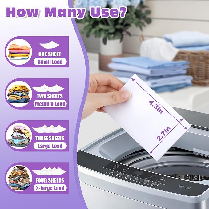 1200 Loads Laundry Detergent Sheets, Eco-friendly Laundry Sheets, Powerful Cleaning, Suitable for Homes, Dorms, and Apartments - [Lavender Fragrance]