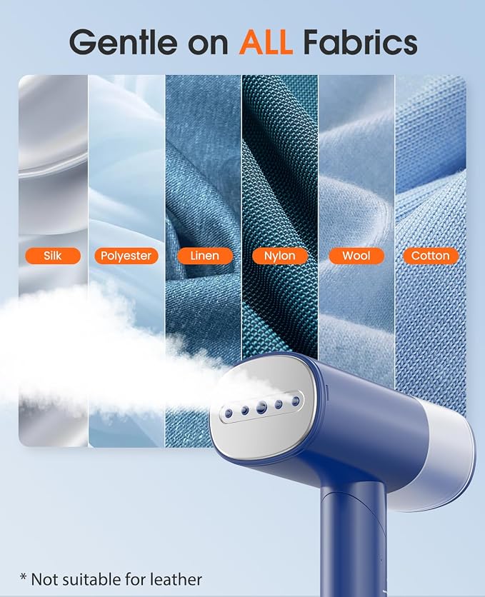 Handheld Steamer for Clothes, 1200W Foldable Travel Steamer, 20 Sec Preheat Garments Wrinkle Remover, 120V Portable Hand Iron with 150ml Water Tank, Clothes Steamer for Home Travel Blue