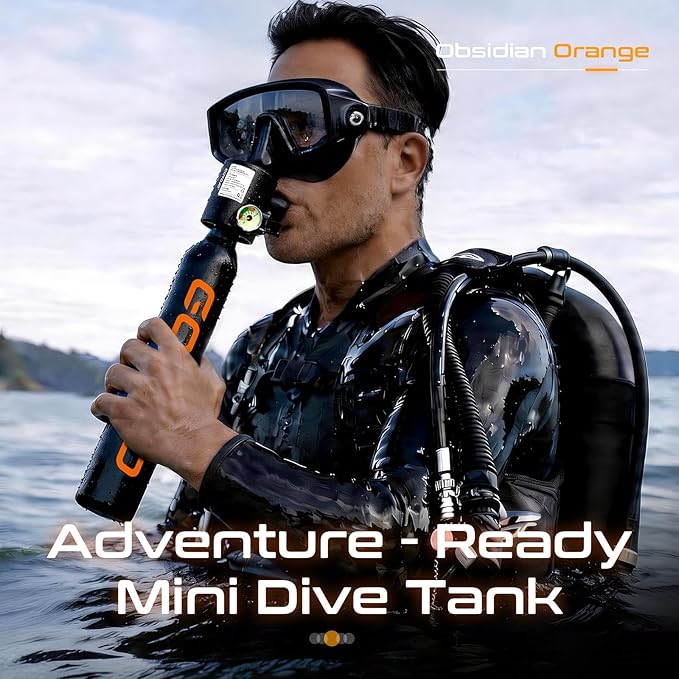 GOYOJO Mini Scuba Tank, Portable Diving Lung Air Tank with DOT Certified, Refillable Emergency Backup Pony Bottle for Snorkeling, Underwater Breathing, Training