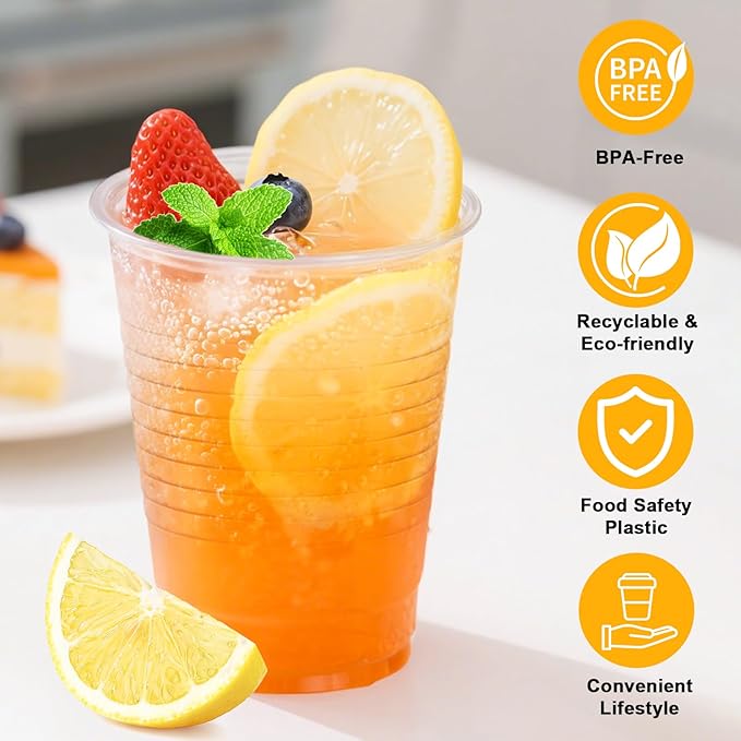 BYSNOW 9 oz Clear Plastic Cups, 2000 Count Bulk, PP Clear Plastic Cups Disposable for Party Suit for Hot Beverages, Soda, Juice (9oz 2000count)
