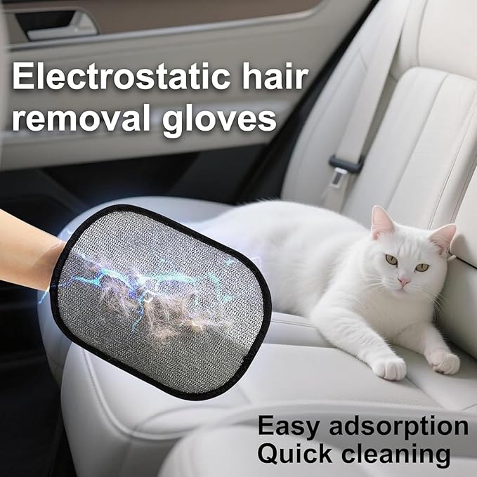Pet Hair Removal Glove, Pet Hair Remover Gloves for Cats & Dogs, Dogs, Electrostatic Pet Hair Removal Gloves Brush for Pets Hair, Suitable for All Pets (2pcs)