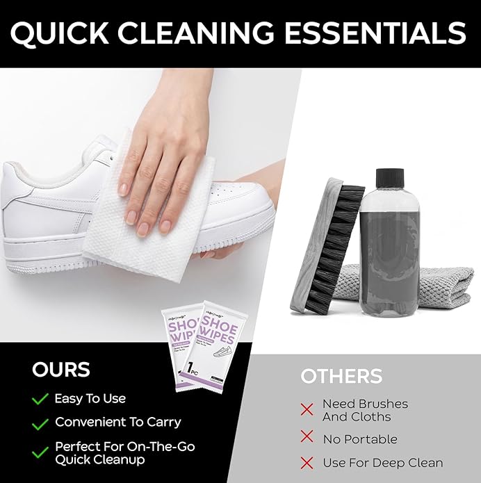 Sneaker Cleaner Wipes, White Shoe Quick Cleaning Wipes, Sneaker Eraser Wipes, Portable Travel Size, Car Necessaries