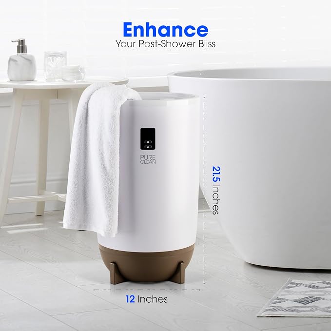 PureClean Towel Warmer Bucket, Portable Blanket Heater for Bathroom and Spa, Customizable Fragrance, Auto Shut-Off, Fits 2 Large Towels, Blankets and Bathrobes, LED Display, Adjustable Timer, Taupe