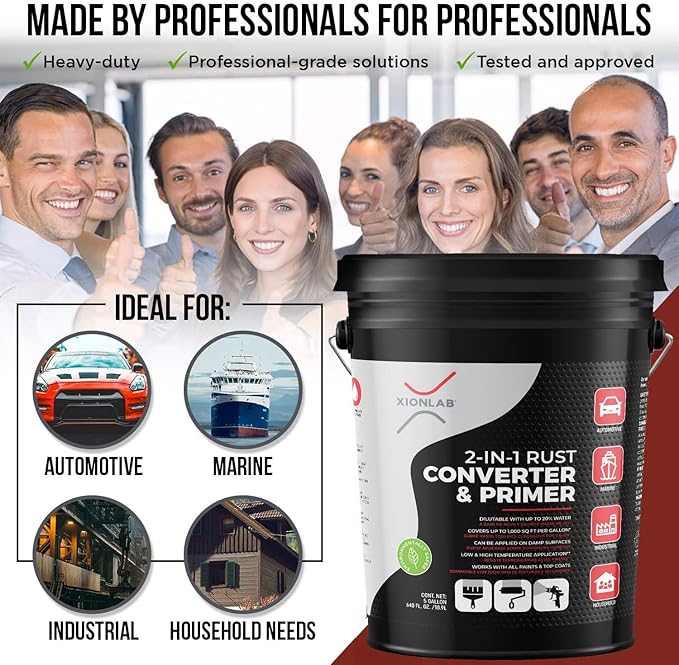 2-in-1 Rust Converter & Metal Primer, Rust Inhibitor Paint for Metal, Automotive Rust Reformer, Industrial Grade Water Based, Heat Resistance & UV Resistant. Made in the USA. As Low As ~$0.12 Per Sqft*