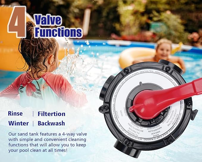CIPU 10-inch Sand Filter Pump System Handy 4-Way Valve for Above Ground Pools with 0.25HP Pool Pump 115V 6-Foot Cord to Easy Installation