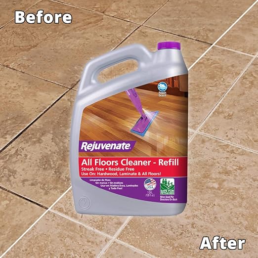 Rejuvenate Professional Wood Floor Restorer and Polish with Durable Finish Application Satin Finish 32oz & All Fllors Cleaner 128oz