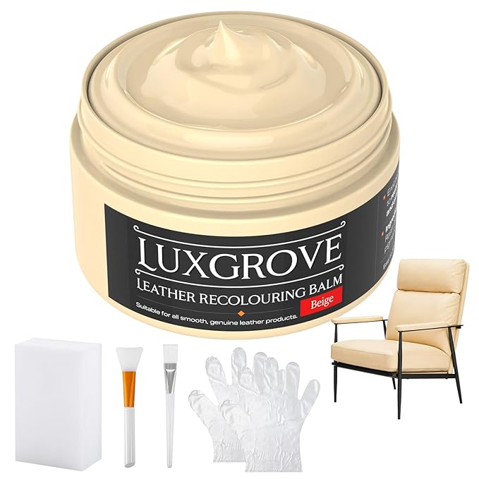 LUXGROVE® Beige Leather Recoloring Balm, Leather Repair kit for Vinyl Furniture, Leathers Dye Paint for Faded & Scratched Leathers Couches, Car Seats, Shoes, Bag, Chair (50ml)