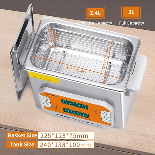 Ultrasonic Cleaner,3L 120W Touch Screen Control Ultrasonic Cleaning Machine with Timer&Heater,Sonic Cleaner for Jewelry,Eyeglasses,Coins,Chains Cleaning (Including Baskets)