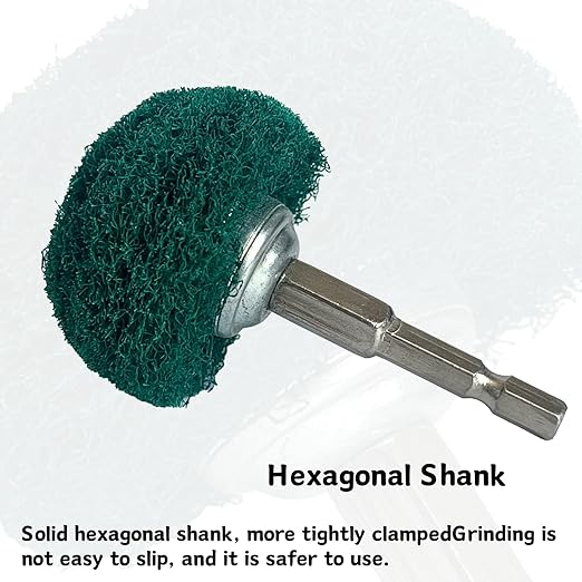 6PCS Non Woven Abrasive Buffing Polishing Wheel Drill Attachment Set,Scouring Pads Power Scrubber Cleaning Kit, Power-Operated Abrasive Wheels Red Green Gray 1/4” Hex Shank 320# 180# 800#