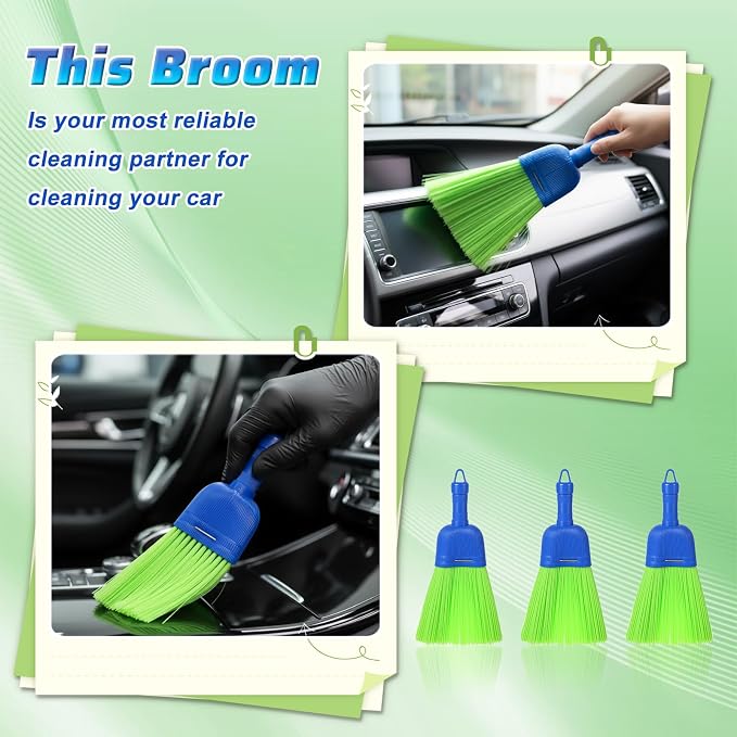 6 Pcs Soft Bristle Broom, Poly Fiber Whisk Broom with Hang Hole, Handheld Brush for Indoor Outdoor Cleaning, Car, Porch, Floor, Room & Deck, Dust Dirt Remover, Compact, Easy Storage