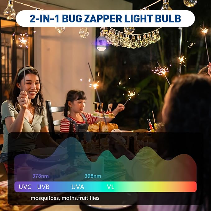 Bug Zapper Light Bulb, 2-in-1 Indoor Electric Mosquito Killer Lamp with UV LED Light, Fly Insects Trap for Home Entryway Balcony Patio(1 Pack)
