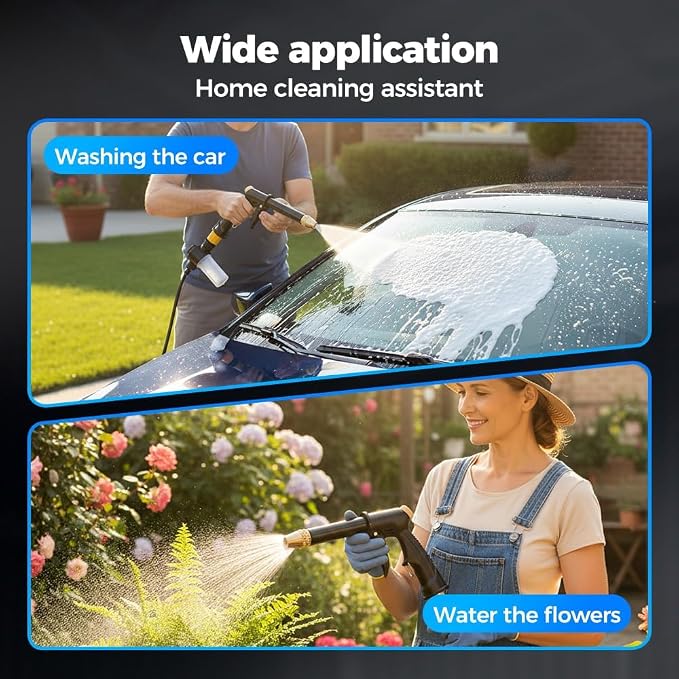 Jet Hose Nozzle High Pressure, Hydro Jet Power Washer Wand, Jet Nozzle Power Washer for Garden Hose, Rotating Nozzle, Various Spray Effects, Water Sprayer Cleaning Tool (1)