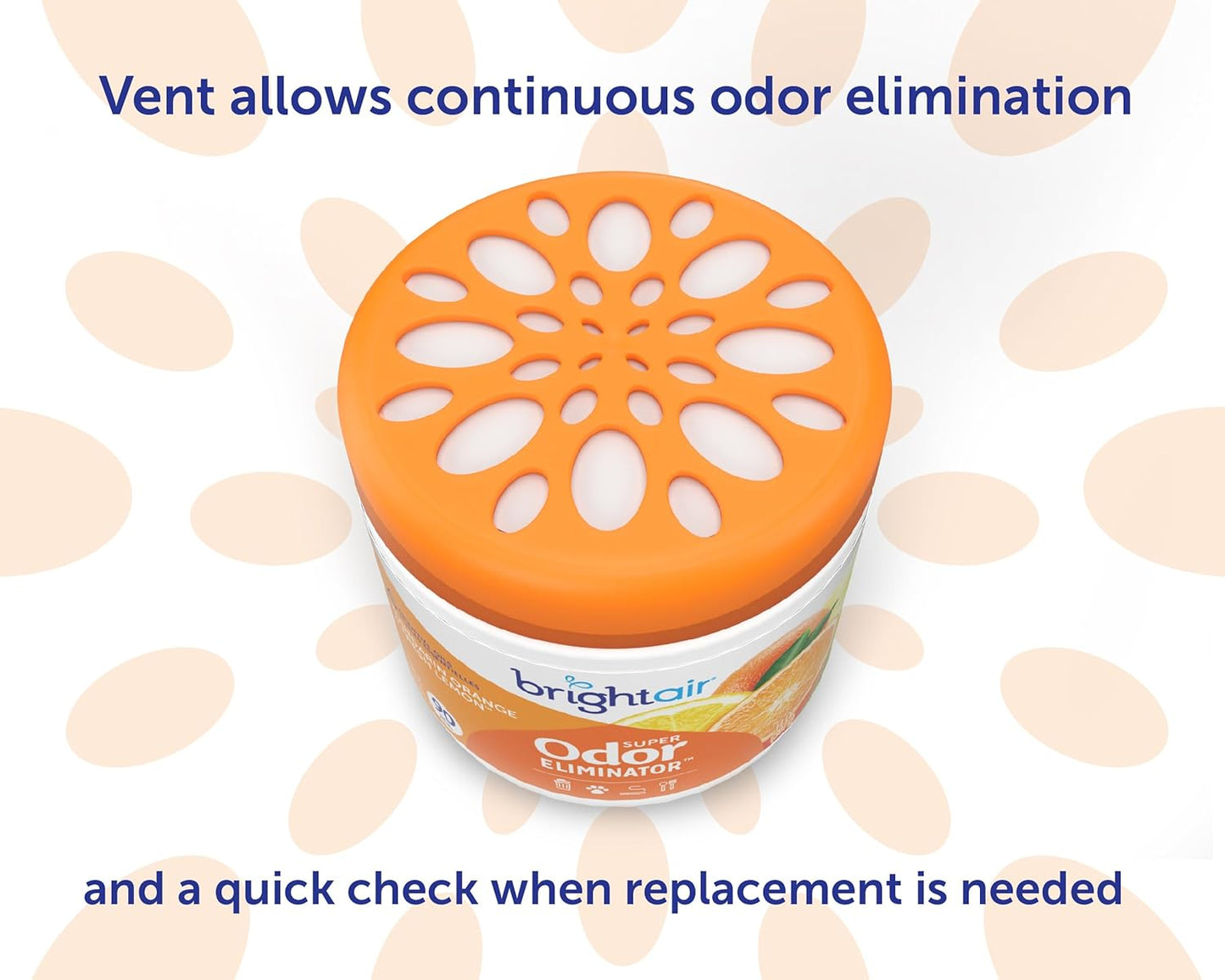 Bright Air 14 oz. Super Odor Eliminator, For Medium-Size Spaces, Mandarin Orange and Fresh Lemon Scent, Case of 6, Air Freshener, Natural Essential Oils, Lasts Up to 90 Days Each