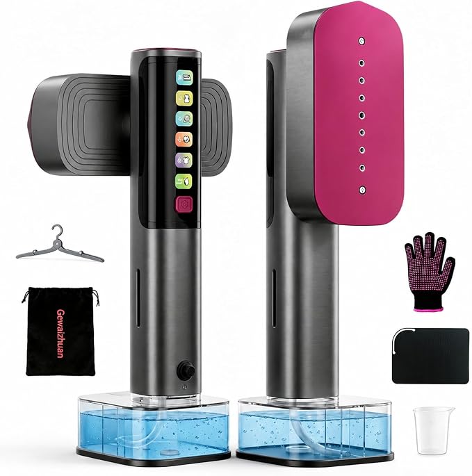 Travel Steamer for Clothes, 100-240V Dual Voltage Portable Steamer & Iron 2-in-1, 1200W Powerful Steam with 10s Fast Heat-Up, 6 Modes LED Display, 220ml Removable Tank for Europe & Worldwide Travel