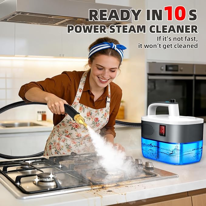 Steam Cleaner, 6-Level Adjustable Steamer for Cleaning, 10s Heat-Up,1.2L Large Tank, 2500W Portable Handheld Steam Cleaner, Multi-Surface Steam Cleaner for Home Car Kitchen Bathroom Grout Window