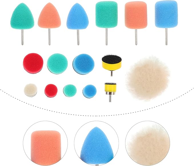 SUPVOX 48pcs Buffing Sponge Pads Kit for Auto Detailing Lightweight Polishing Wheels for Car Coatings Scratches and Tight Spaces Versatile Buffing Mop for Drill and Polisher Use
