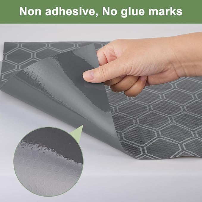 Non-Adhesive Shelf Liner Roll - Easy to Cut EVA Shelf Drawer Liners, Waterproof No-Slip Cabinet Drawer Mat for Kitchen, Refrigerator, Bathroom, 12" x 78.7", Grey