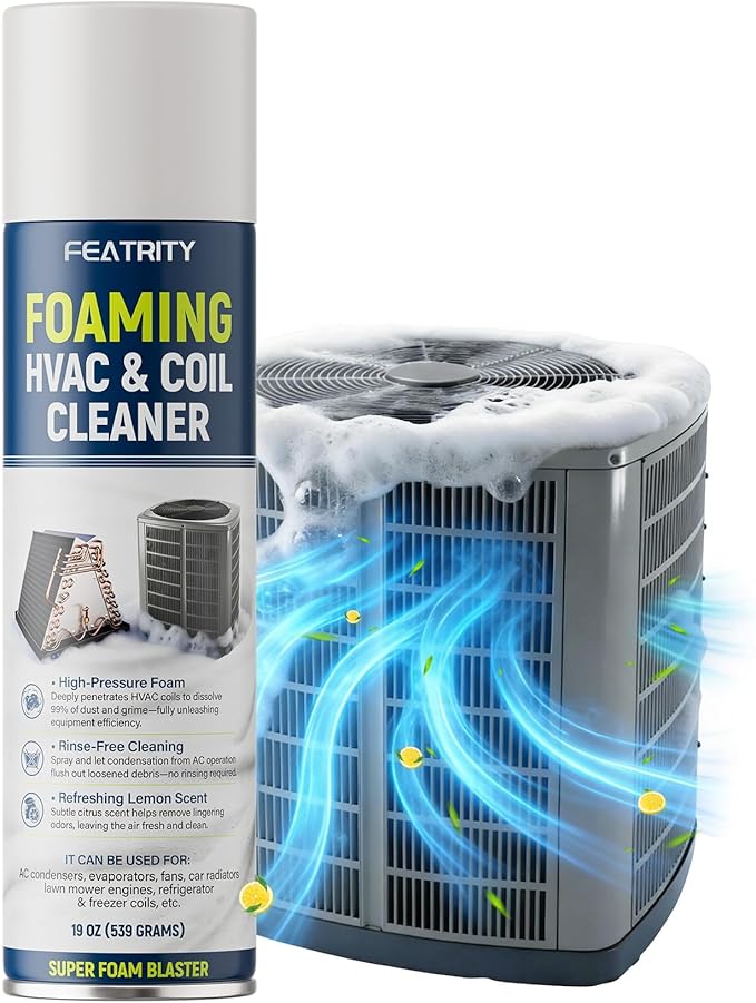 Foaming AC Coil Cleaner: High-Performance No-Rinse Foam Formula Deep Cleaning for Evaporator and Condenser Coils Household Air Conditioner Maintenance for Homeowners - 19 Oz