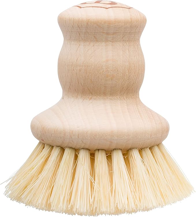 Redecker Pot Brush, Tampico Fibre, 2-Pack Dish Brushes for Everyday Cleaning, Beechwood Kitchen Scrub Brushes for Pots, Pans & Sinks, 2.6-Inch Round, Made in Germany