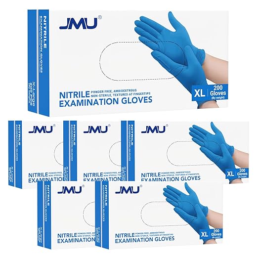 JMU Nitrile Gloves XL Case of 1200, Blue, 3.5 Mil, Latex Free Powder Free, Medical Exam Gloves