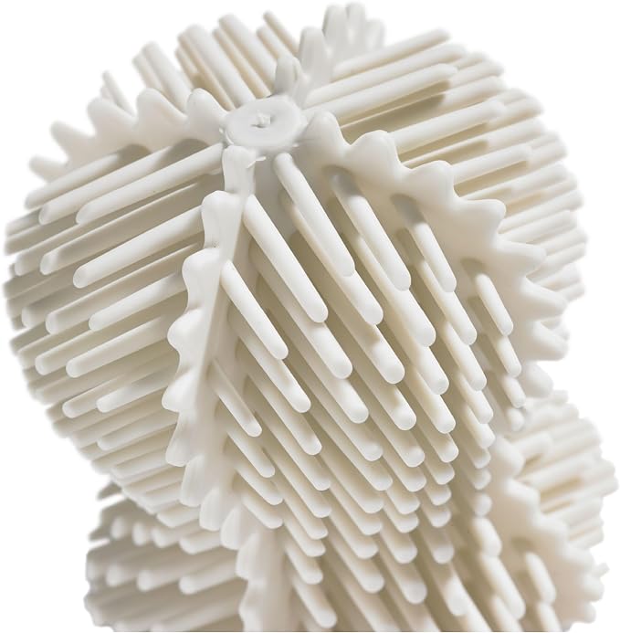 ReBorn Recycled Toilet Brush - Bathroom Toilet Bowl Brush & Holder - Anti Drip 360° Hourglass Brush Head - Closed Fit Storage Cover - Replaceable Heads - Made in Britain (Stone)
