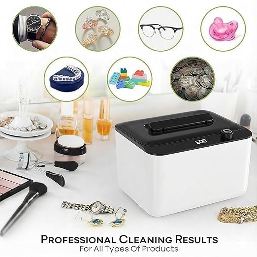 Ultrasonic Cleaner,Ultrasonic Jewelry Cleaner 45kHz Dental Retainer Cleaner for Jewelry,Rings,Eyeglasses,Watch Strap,Denture Cleaning Machine with 6 Time Modes,304 Stainless Steel,30oz