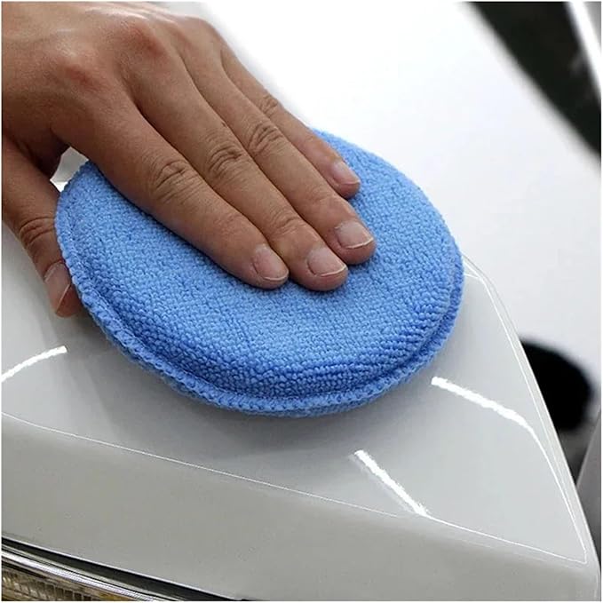 Car Polishing Waxing Sponges Pad 5 Inch 125mm Microfiber Round Motorcycle Auto Wax Applicator Polish Foam Sponges Cleaning Tools(Blue 2Pcs)