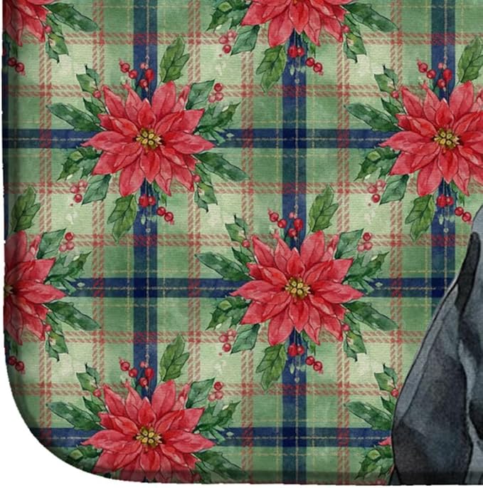 Caroline's Treasures Doberman Pinscher Christmas PoinsettIas Dish Drying Mat Absorbent Dish Drying Mat Pad for Kitchen Counter Dish Drainer Mat for Countertop, 14 x 21", Multicolor