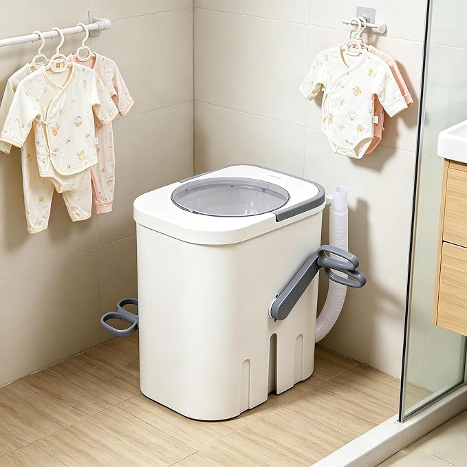Manual Clothes Washer, Non electric Portable Rotary Washing Machine, Compact Hand Crank Rotary Washer for Dormitory Small Apartment