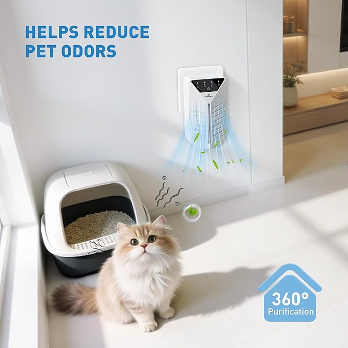 Cat Litter Deodorizer with Activated Charcoal, Air Ionizers for Home, HEPA Plug In Negative Ion Generator for Small Spaces, Bathroom, Office, Pet Odor Eliminator for Smoke, Dust and Pet Odors