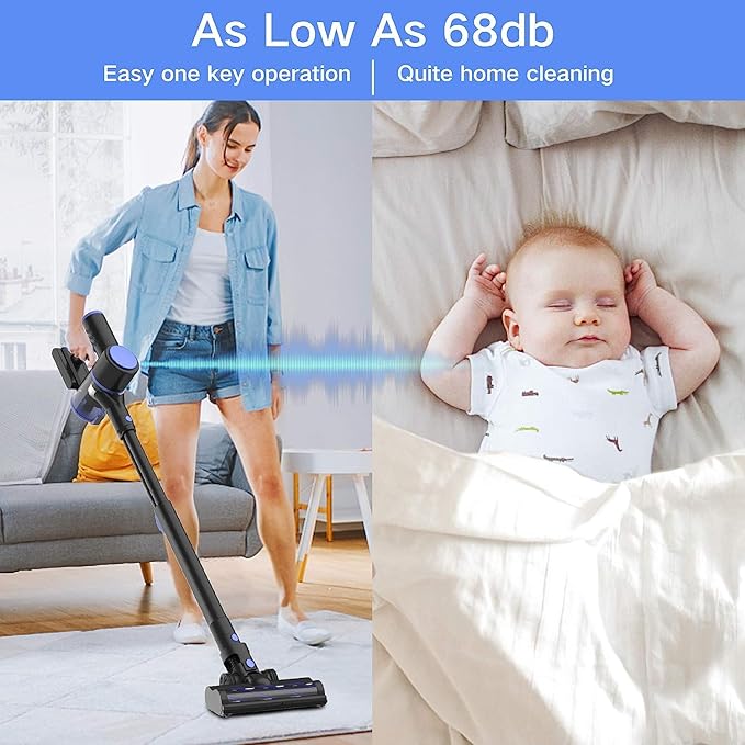 Cordless Vacuum Cleaner, 4-in-1 Vacuum Cleaners for Home, Handheld Vacuum Cleaner with 40 mins Runtime, Stick Vacuum for Apartment, Carpet, Black 1 Battery