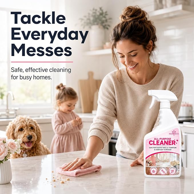 NOYATECH All Purpose Cleaning Spray – Non-Toxic, Pet & Kid Safe, Multi-Surface Cleaner for Walls, Furniture, Counters, Bedrooms & Everyday Surfaces. Safe cleaner for Painted or Finished Surfaces.