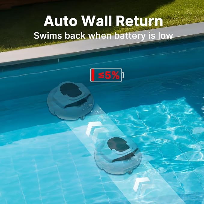 POOLPURE Pool Cleaner, Dual 35W Motors 120-Min Runtime, Multi-Layer Waterproof + Motor Ring Seal, Auto-Parking & Obstacle-Avoiding Navigation, Dual Path/Fixed Modes for Flat-Bottom & In-Ground Pools