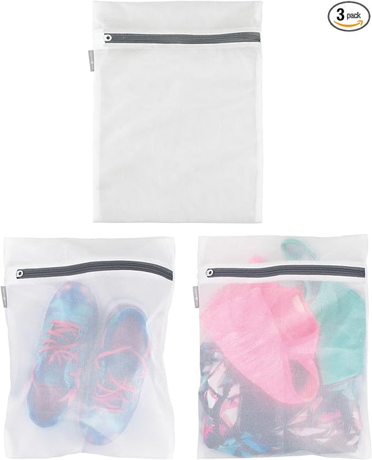 iDesign Medium Mesh Laundry Bag for Delicates - Set of 3 - White
